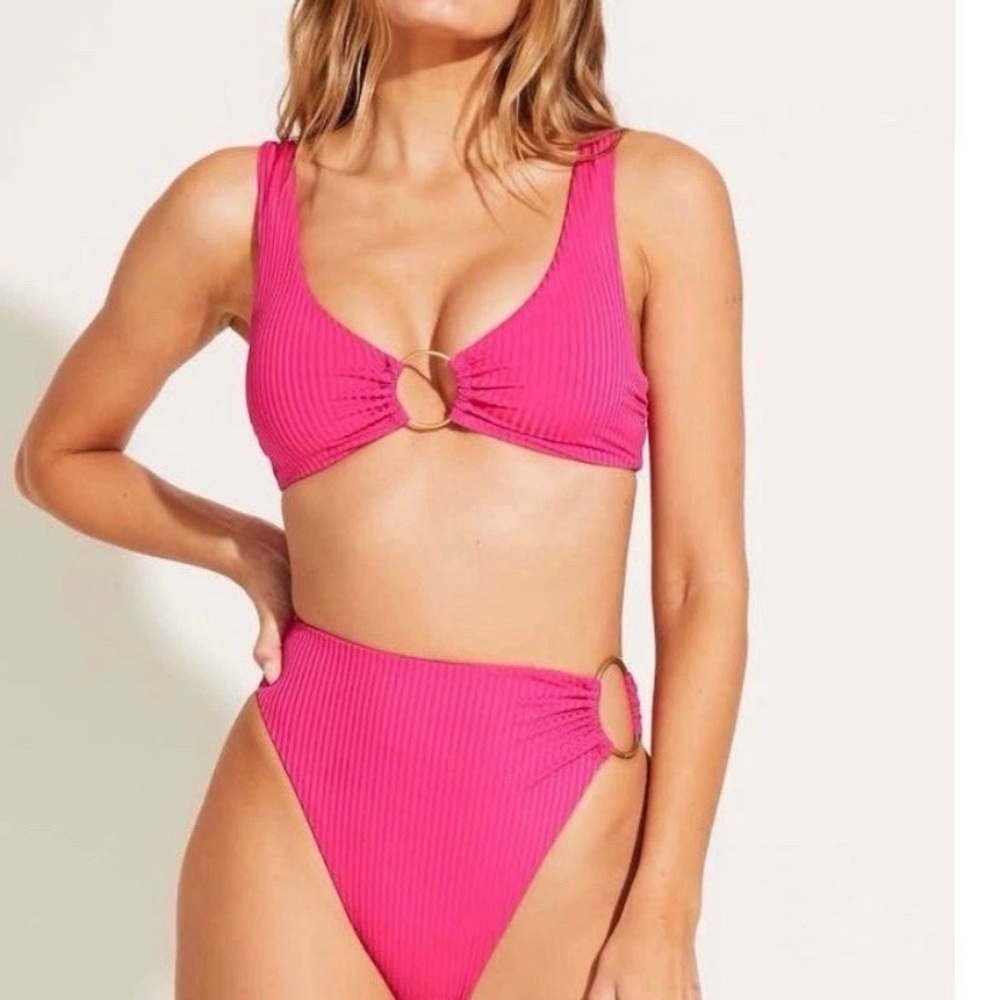 NEW! VITAMIN A LOLITA HIGH WAIST BIKINI BOTTOMS Pink SZ M